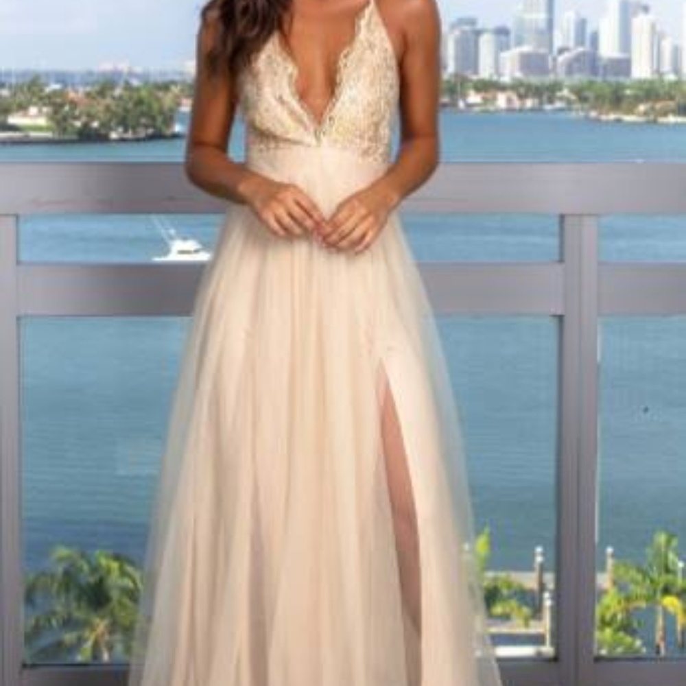 Gold and Ivory Sparkly Formal Gown (BRAND NEW)